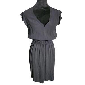 Kate Spade Black V-Neck Elastic Waist Cap Sleeve Dress Size Small